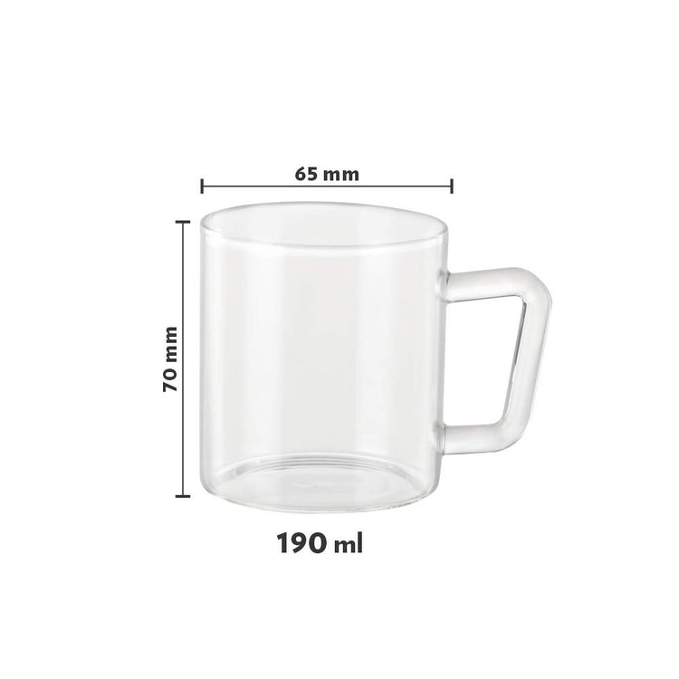 Borosil Carafe Flame Proof Glass Kettle with Inbuilt Strainer with 2 mugs