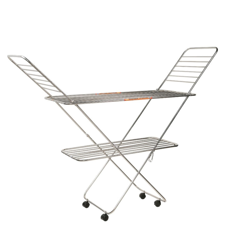 Vasnam Stainless Steel Floor Cloth Dryer Stand Butterfly Design | 25 Rods 3-Tier Foldable Laundry Drying Rack with Wheels | Heavy Duty Rustproof Clothes Stand for Home