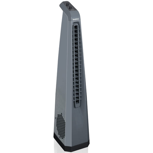 Symphony Surround High Speed Bladeless Technology Tower Fan for Home With Swivel Action, Dust Filter, and Low Power Consumption (Grey)