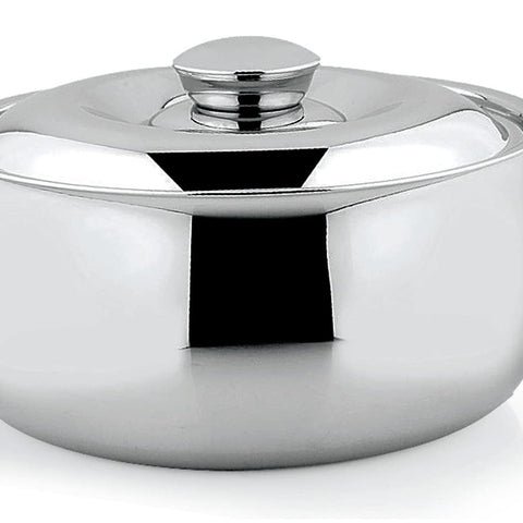 DEVIDAYAL Casserole for Roti | Stainless Steel Hot Box for Kitchen and Home | Chappati Steel Hot Pot with Lid (Silver) (2200 ml)