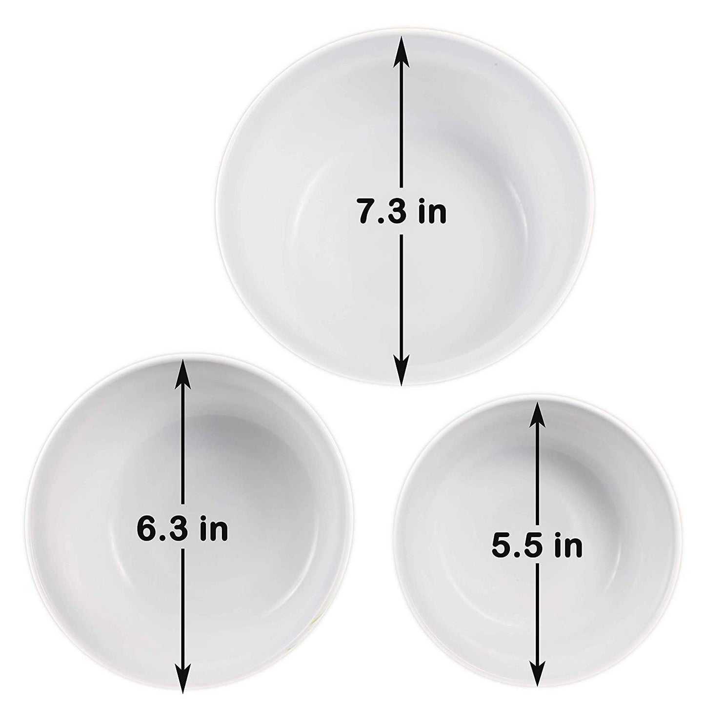 Addox® 3 Piece (.4L.6L, 1L) Serving and Mixing Bowl Set - Microwave Safe | Heat Resistant | Dishwasher Safe |Break Resistant