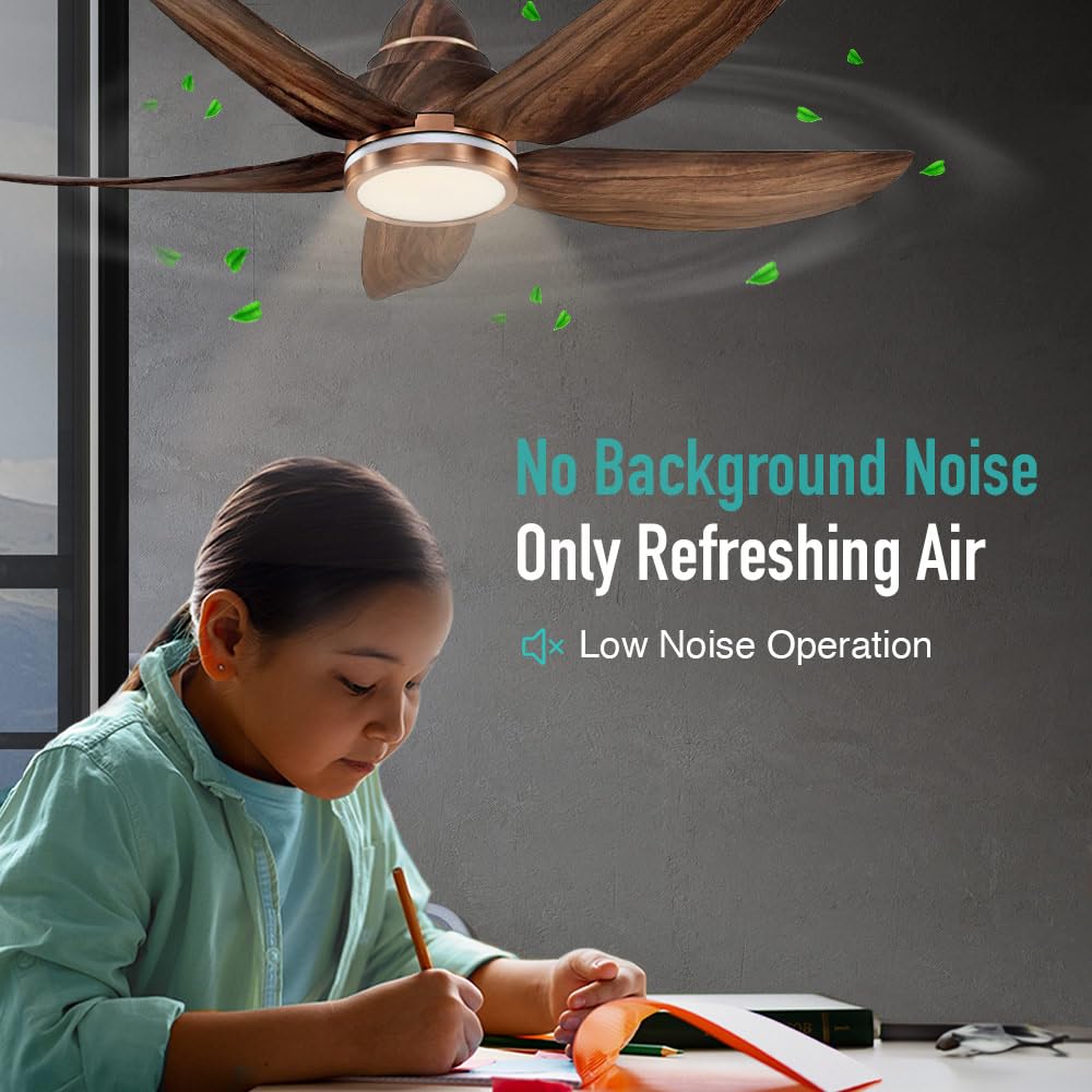 KUHL Luxus C5 1320mm Stylish 65% Power Saving BLDC Ceiling Fan with Remote | Night & Down Light | 29W | 5 Star | Low Noise | IoT –Operate via Mobile & Alexa | Reverse Mode | Free Installation | Teak