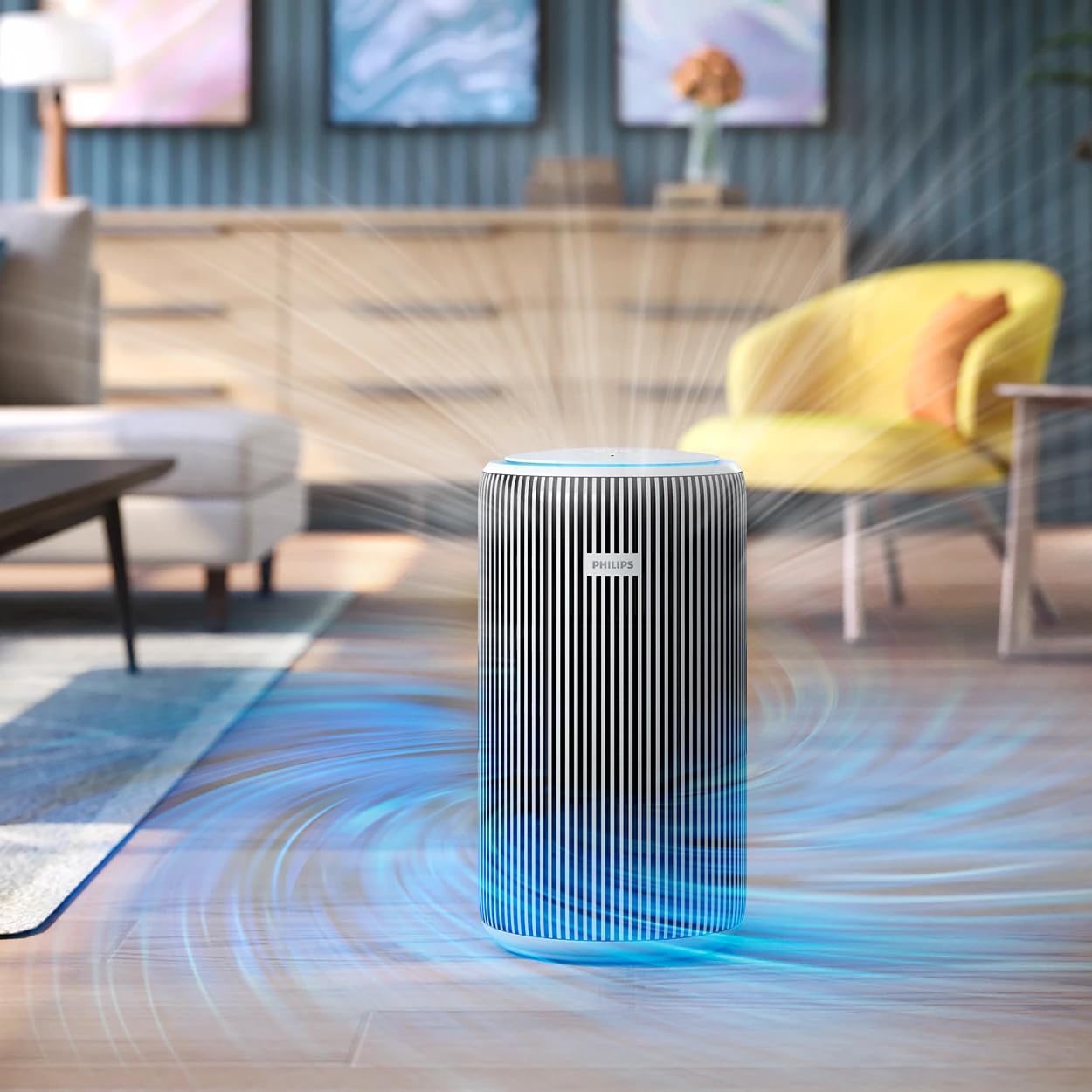 PHILIPS Smart Air Purifier AC3220/60 Upto 135 m2 Room Size Smart Portable Air Purifier Real Time AQI Display|Covers upto 600 sqft 520 m3/h|(Silver, Arctic White)