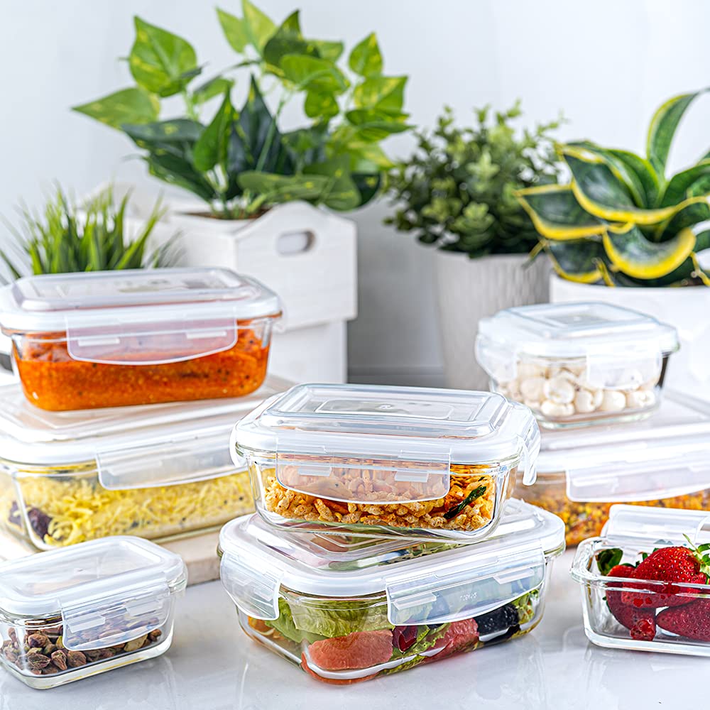 Borosil Klip N Store Glass Storage Container For Kitchen With Air-Tight Lid, Microwave & Oven Safe, Round, 400 ml, Clear