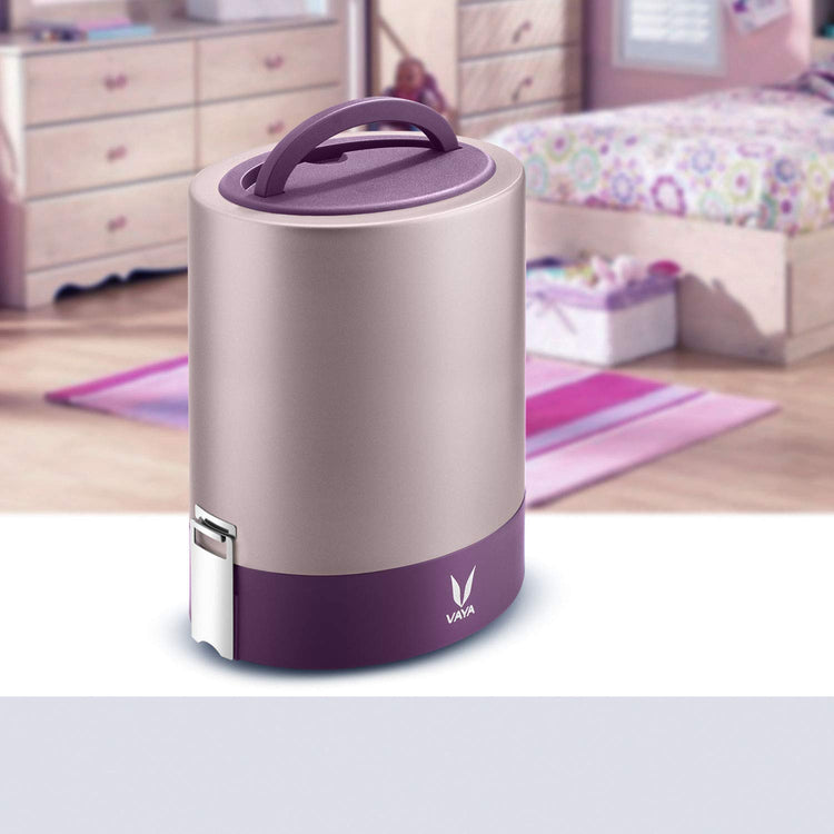 VAYA TYFFYN Jumbo Lunch Box for Office for Men,with Polished Stainless Steel Containers,1300Ml Vacuum Insulated Hot Lunch Box Without Bagmat,Leakproof Hot Tiffin Box with 4 Compartments,Purple