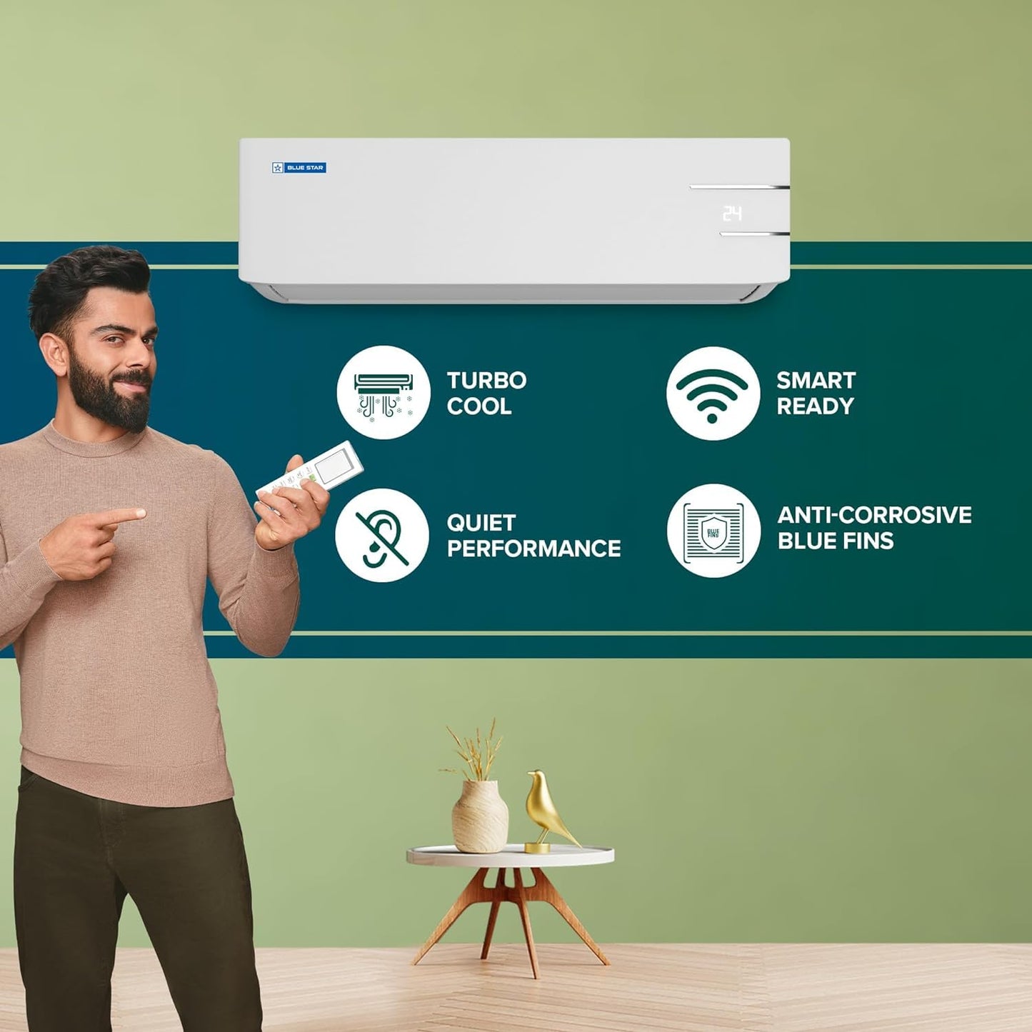 Bluestar 1.5 Ton 3 Star Inverter Split AC (100% Copper, Smart Ready, Energy Saver, Quiet Performance, Turbo Cool, 5-in-1 Convertible, ID318DKU)