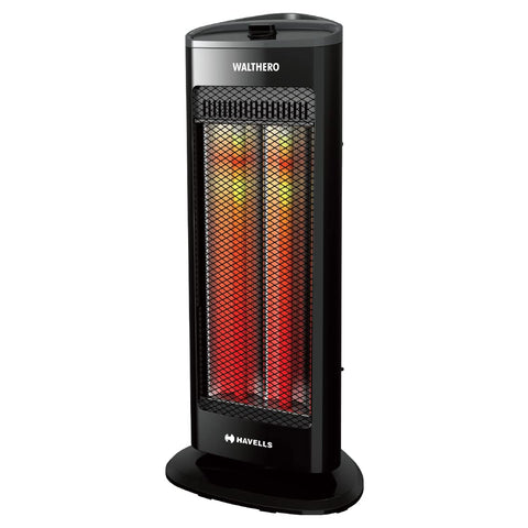 Havells Walthero 1000 Watt Room Heater with Two Carbon Heating Tubes| Tip Over Protection| Silent Operation| Anti Rust Protection| 2 years Manufacturer Warranty (Black)