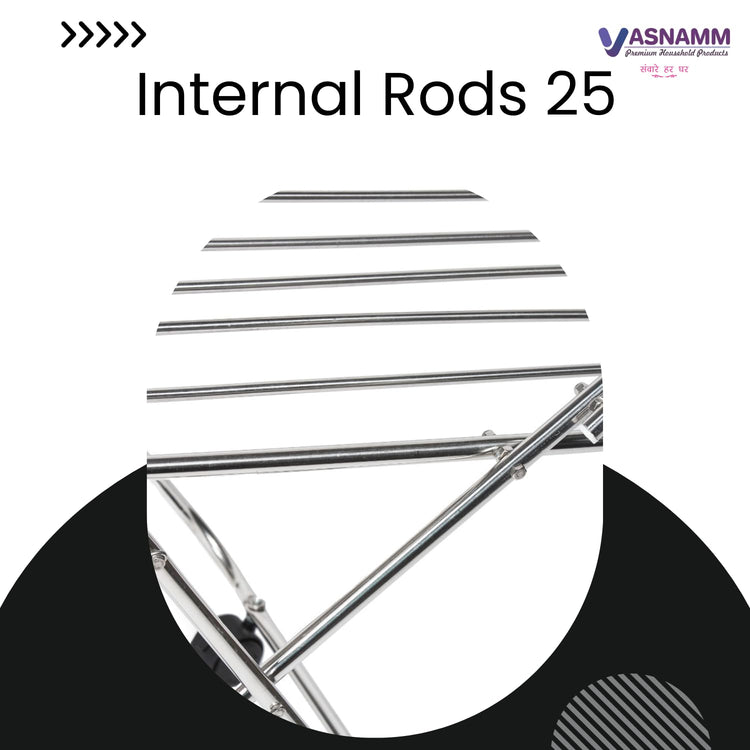 Vasnam Stainless Steel Floor Cloth Dryer Stand Butterfly Design | 25 Rods 3-Tier Foldable Laundry Drying Rack with Wheels | Heavy Duty Rustproof Clothes Stand for Home