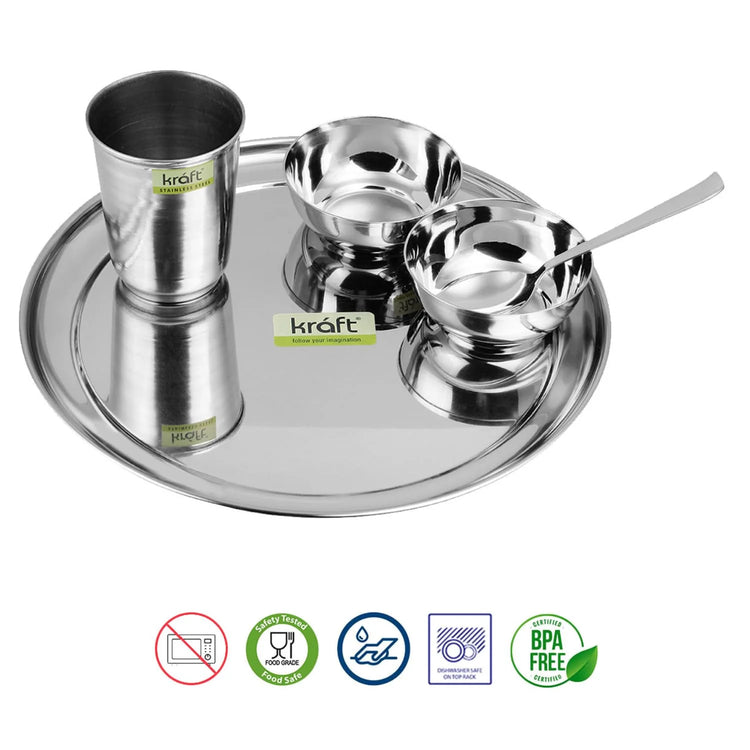 Kraft Princess Classic Stainless Steel Thali Dinner Set – 5-Piece