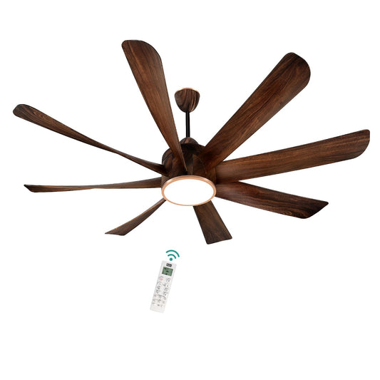 KUHL Platin D8 1500 mm Stylish 65% Power Saving BLDC Ceiling Fan With Remote | Down Light | 38W | 5 Star | Low Noise | Iot -Operate Via Mobile & Alexa | Reverse Mode | Free Installation | Teak
