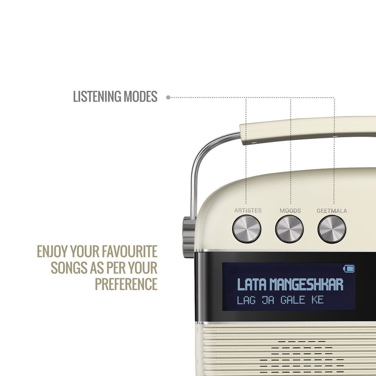 Saregama Carvaan Hindi - Portable Music Player with 5000 Preloaded Songs, FM/BT/AUX (Porcelain White)