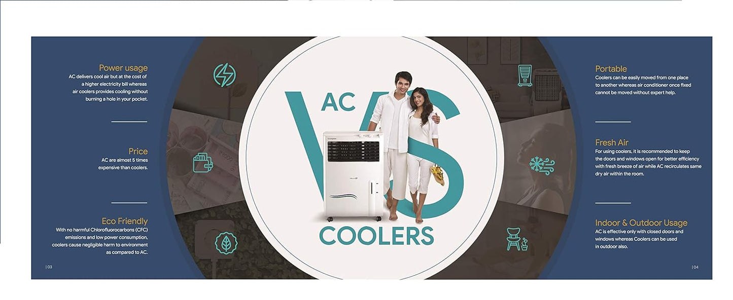 Crompton Optimus 100 Litres Desert Air Cooler for home | Large & Easy Clean Ice Chamber | High Density Honeycomb Pads | Auto-Fill & Drain | Everlast Pump | Humidity Control