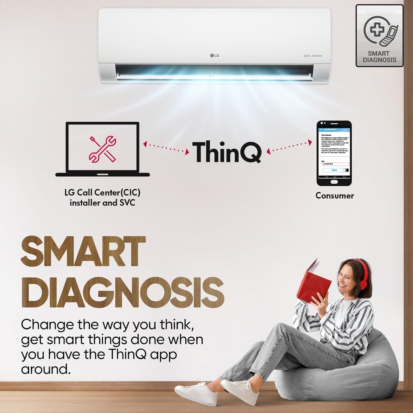 LG 1 Ton 3 Star DUAL Inverter Split AC (Copper, AI Convertible 6-in-1 Cooling, Faster Cooling & Energy Saving, 2 Way Air Swing, HD Filter with Anti-Virus Protection, US-Q12CNXE, White)