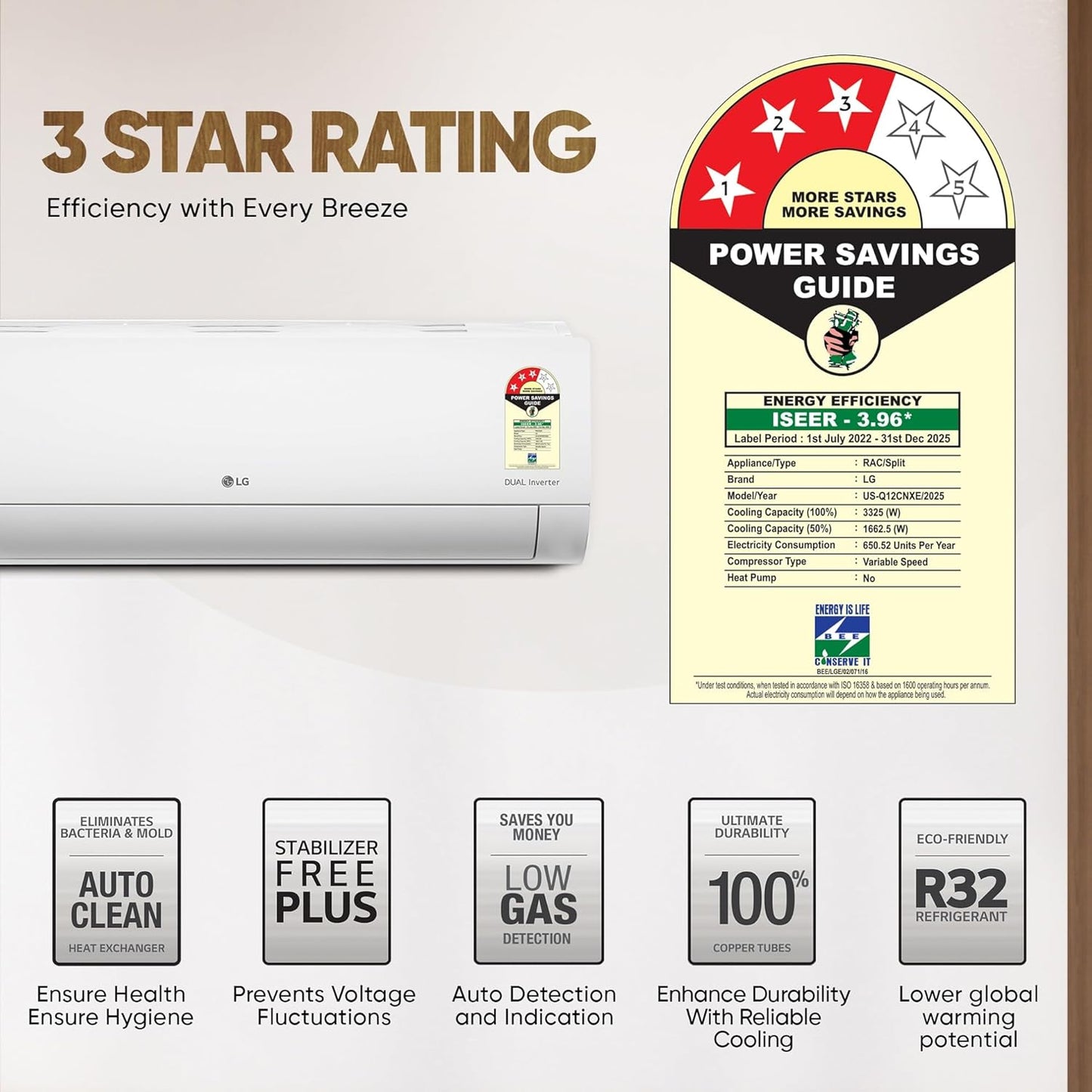 LG 1 Ton 3 Star DUAL Inverter Split AC (Copper, AI Convertible 6-in-1 Cooling, Faster Cooling & Energy Saving, 2 Way Air Swing, HD Filter with Anti-Virus Protection, US-Q12CNXE, White)