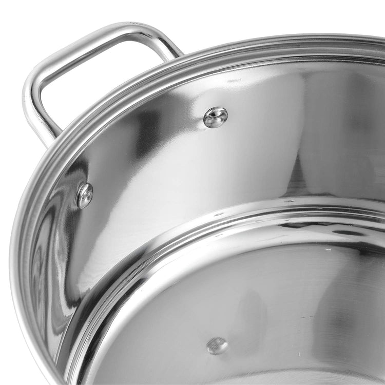 Vinod Roma Saucepot Stainless Steel Set of 2 with Glass Lid | 1.1 and 1.5 Litre | Biryani Pot | Sandwich Bottom | Rivetted Handle| Induction & Gas Base | 2 Year Warranty