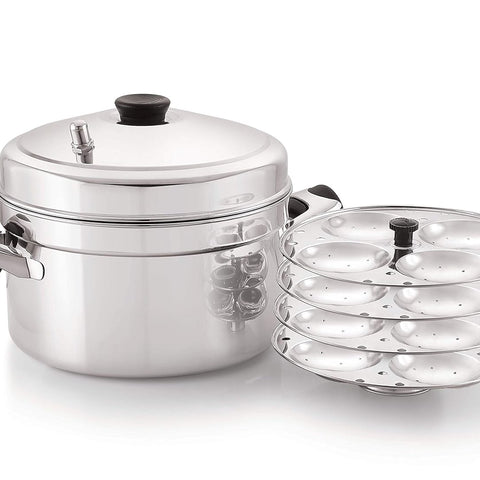 Komal Small Idly Cooker with 4 x 4 Idly Stand,Silver