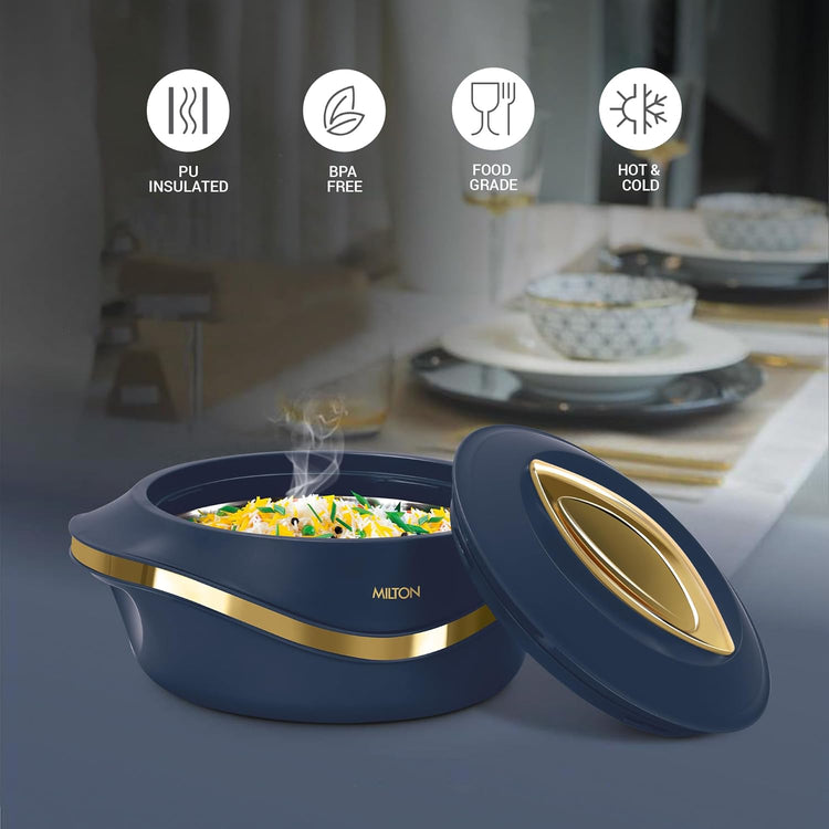 MILTON Pearl Inner Stainless Steel Jr. Casserole Set of 3 (455 ml, 860 ml, 1270 ml), Blue