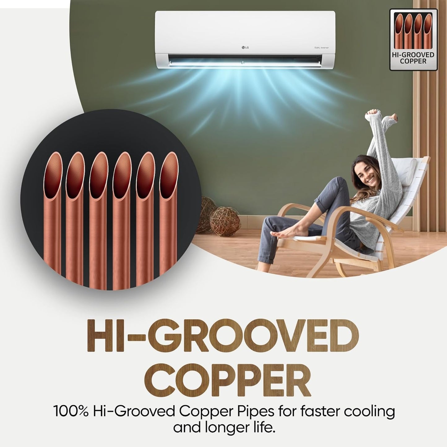 LG 1 Ton 3 Star DUAL Inverter Split AC (Copper, AI Convertible 6-in-1 Cooling, Faster Cooling & Energy Saving, 2 Way Air Swing, HD Filter with Anti-Virus Protection, US-Q12CNXE, White)