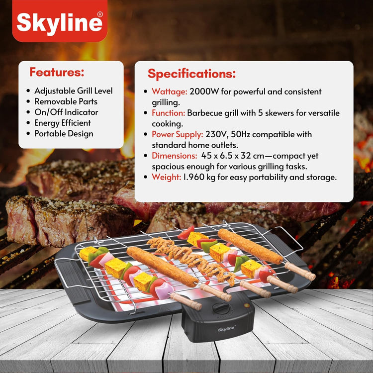 Skyline VTL-4545 2000-Watt Barbeque Grill (Black)