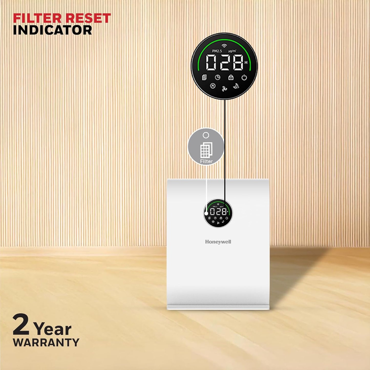 Honeywell New Launch Air Purifier for Home, 4-stage filtration, Covers 589 sq.ft,H13 HEPA Filter, WiFi App&Voice Control, Filter Life Upto 9000 Hrs, Removes 99.99%PM2.5, AQI LED Display - Air Touch V5