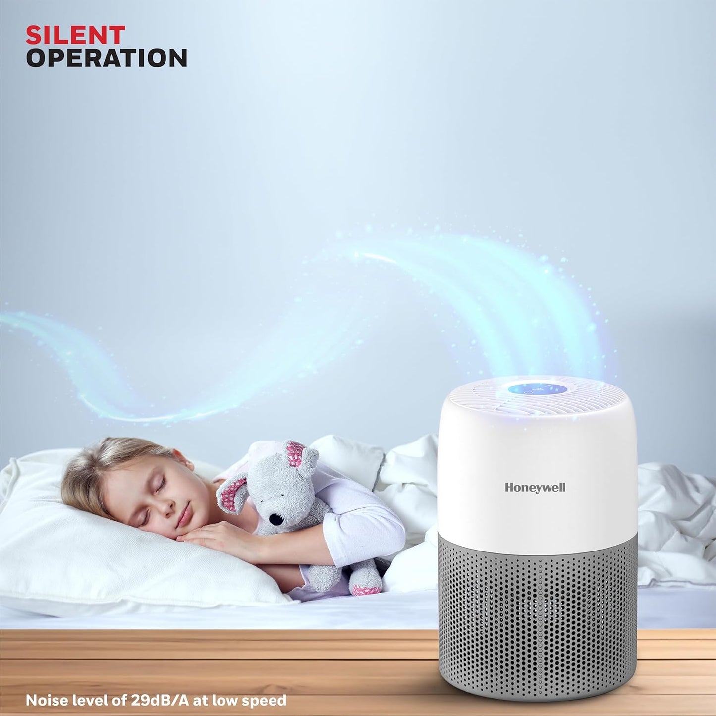 Honeywell Air Purifier for Home & Office, 3-in-1, Pre, H13 HEPA, Activated Carbon, Removes 99.99% Pollutants, Allergens, Pet Danger, Smoke, Dust & Pollens - Air touch V1