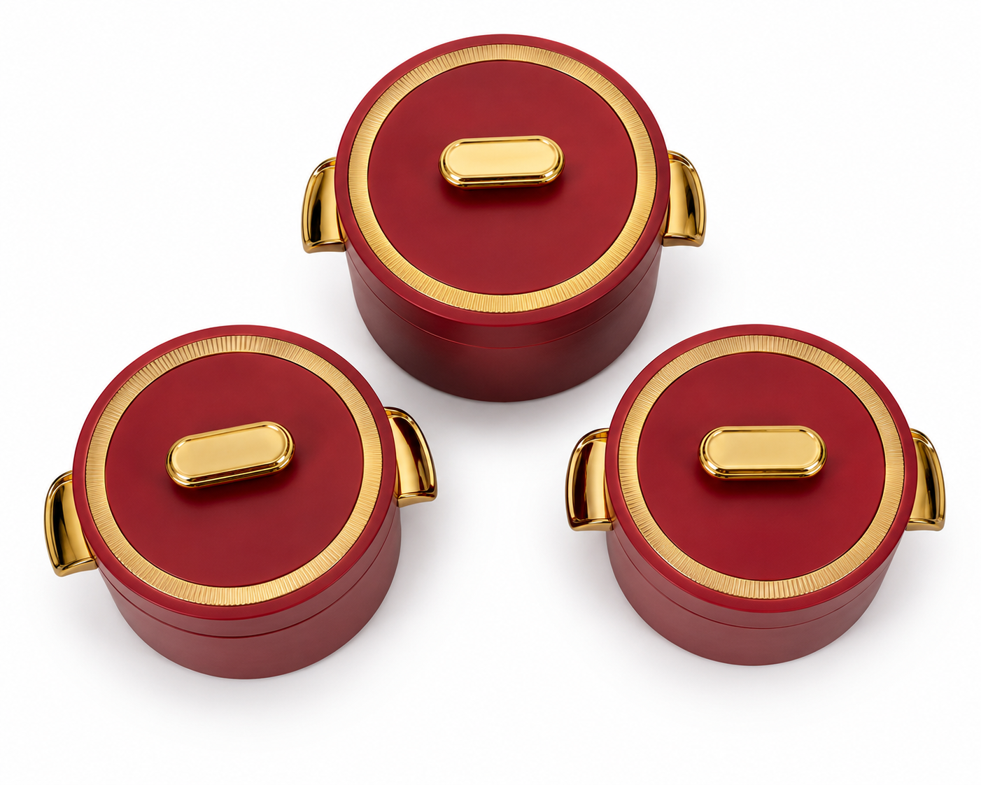 HOME ONE INSIGNIA Invitation Series Casserole Set of 3 (1000ml, 1500ml, 2000ml) | Premium Insulated Hot Food Casserole Set | Stainless Steel Inner Bowl | Air Tight Food Warmer Serving Casserole Set – Sapphire Red