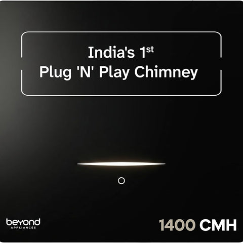 Beyond Appliances Cube Pro Plug N Play Ductless Kitchen Chimney | 1400 CMH | Auto Clean | 5-Stage Charcoal Activated Filter | Touch Control | 3-way Suction | 48dB Low Noise | Black | PAN INDIA SERVICE