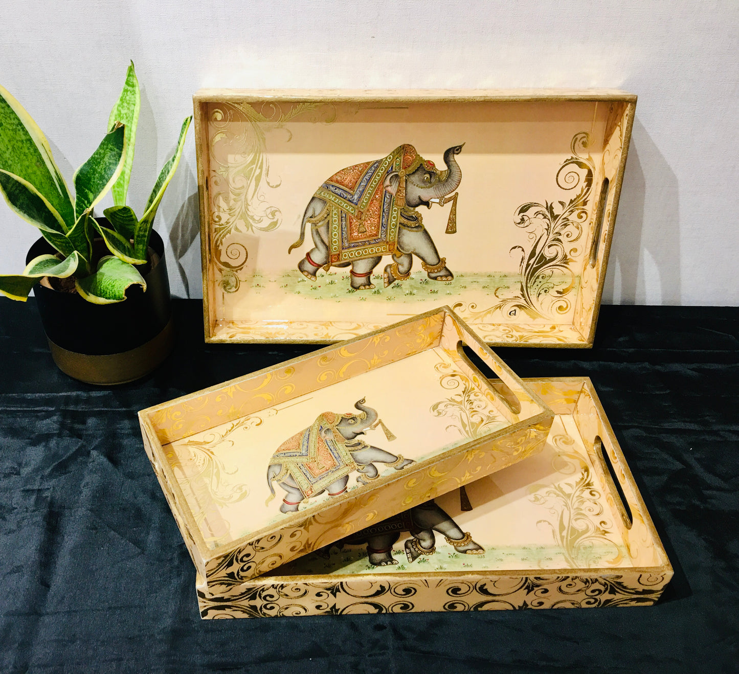 Elephant Set 3 Trays (Rectangle with Handle)