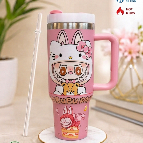1200ml Labubu Limited Edition Stainless Steel Insulated Tumbler with Handle, Lid & Reusable Straw | Double Wall Vacuum Travel Mug | Hot & Cold Coffee Cup | BPA Free (Copy)