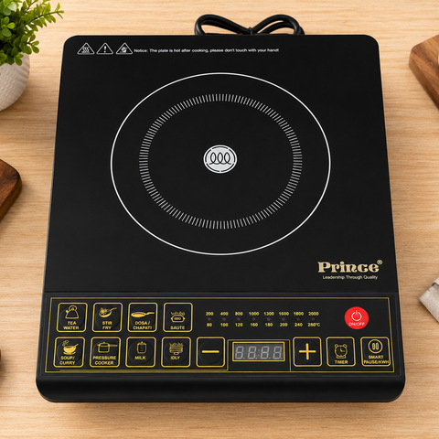 Prince 2000W Induction Cooktop | 8 Preset Cooking Modes | Smart Touch Control | Energy Efficient Portable Induction Stove with Timer & Auto Shut-Off