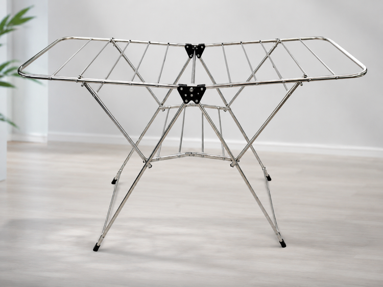 Heavy Duty Stainless Steel Foldable Cloth Drying Stand | Rust Resistant Laundry Drying Rack with Wings | Portable Clothes Dryer Stand for Indoor & Outdoor Use