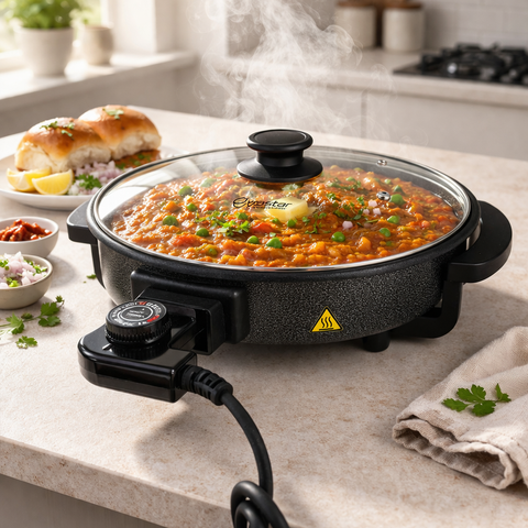 Ovastar Electric Pizza Pan OWPP-1608 | 1500W Non-Stick Multipurpose Cooking Pan with Glass Lid & Temperature Control | Ideal for Pizza, Omelette, Frying & More