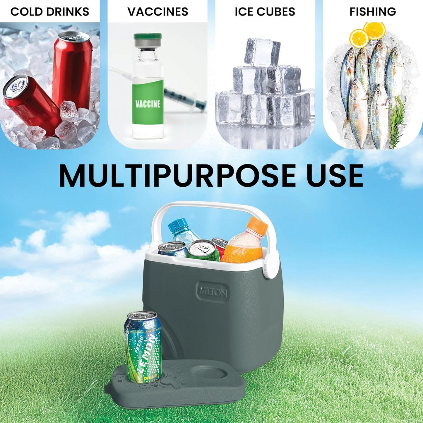 MILTON 7.4 L Plastic Super Chill 8 Insulated Ice Pail Ice Bucket (Green)