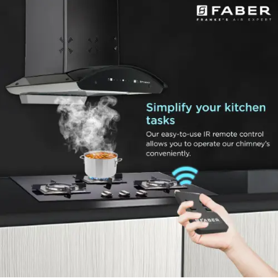 Faber Ellora 60 cm Hood with 1400m3/hr Suction, Heat Auto Clean, Baffle Filter, Touch with Gesture (Black)