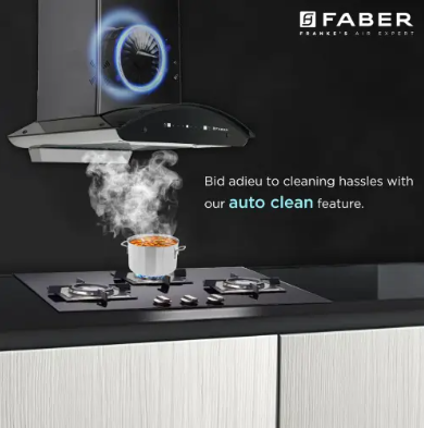 Faber Ellora 60 cm Hood with 1400m3/hr Suction, Heat Auto Clean, Baffle Filter, Touch with Gesture (Black)