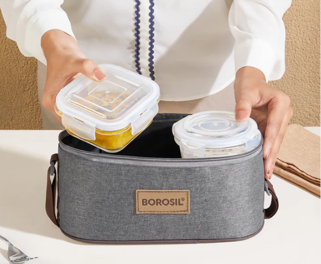 Borosil Pro Universal Glass Lunchbox, 320ml x 2 + 240ml x 2