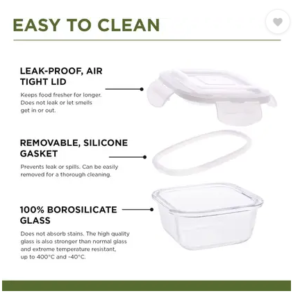 Oliveware Contra Glassware Lunch Box 3x320ml, Microwave safe & Borosilicate Glass 3 Containers Glass Office Lunch Box (960 ml)