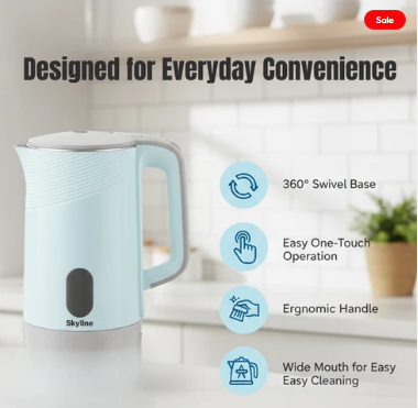 Skyline 1500W 1.8L Double Wall Electric Kettle – Fast Boiling, Safe & Efficient
