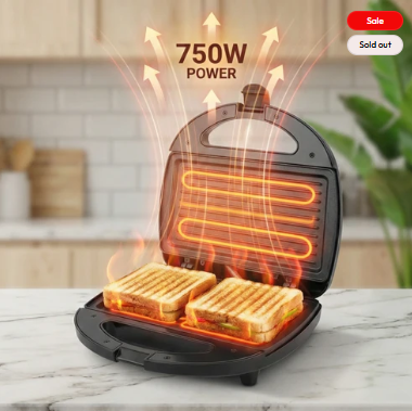 Skyline 750W 2-Slice Sandwich & Grill Toaster – Quick, Crispy, and Delicious Every Time!