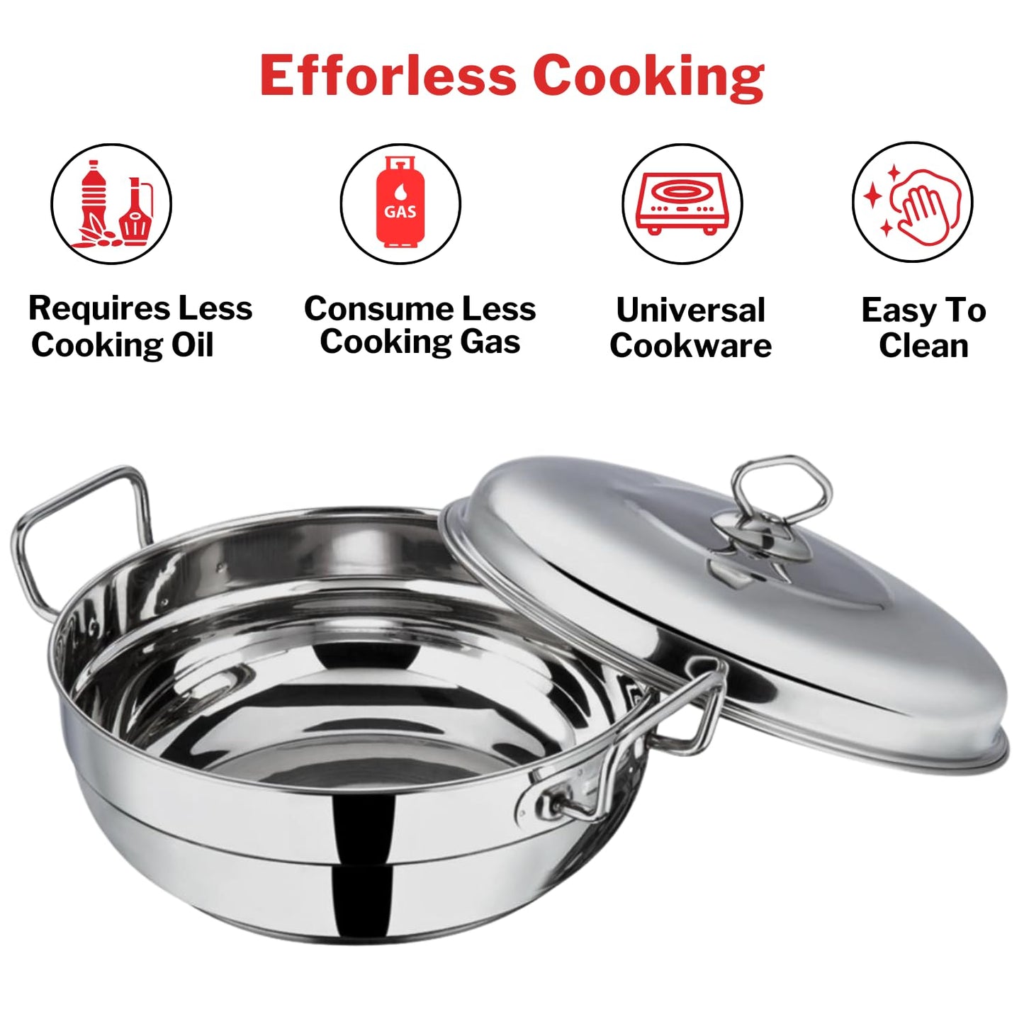 Vinod Stainless Steel Multi Kadai - 5 Plates, 26 cm | 2 Idli, 2 Dhokla and 1 Patra Plate/All in One Idli Cooker, Heavy Guage Idli maker, SAS Bottom Steamer - 2 Year Warranty