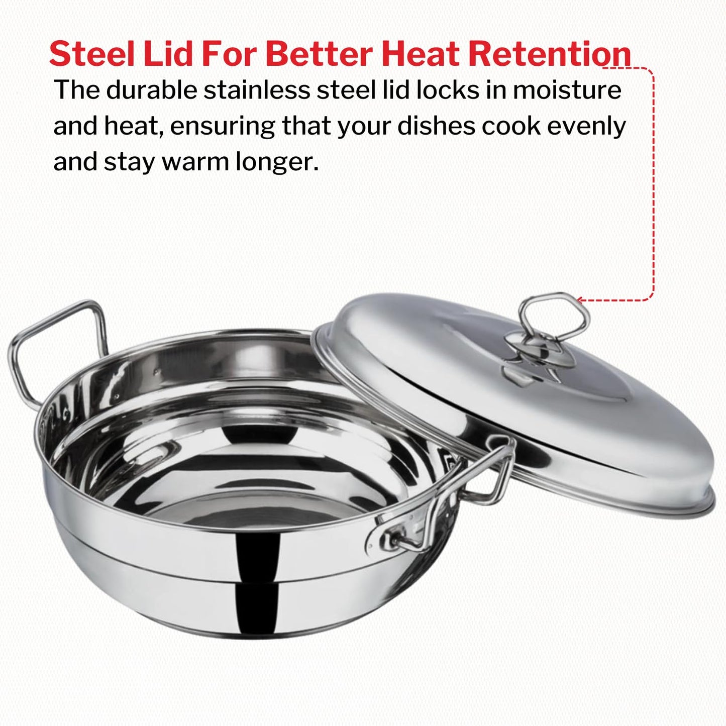 Vinod Stainless Steel Multi Kadai - 5 Plates, 26 cm | 2 Idli, 2 Dhokla and 1 Patra Plate/All in One Idli Cooker, Heavy Guage Idli maker, SAS Bottom Steamer - 2 Year Warranty