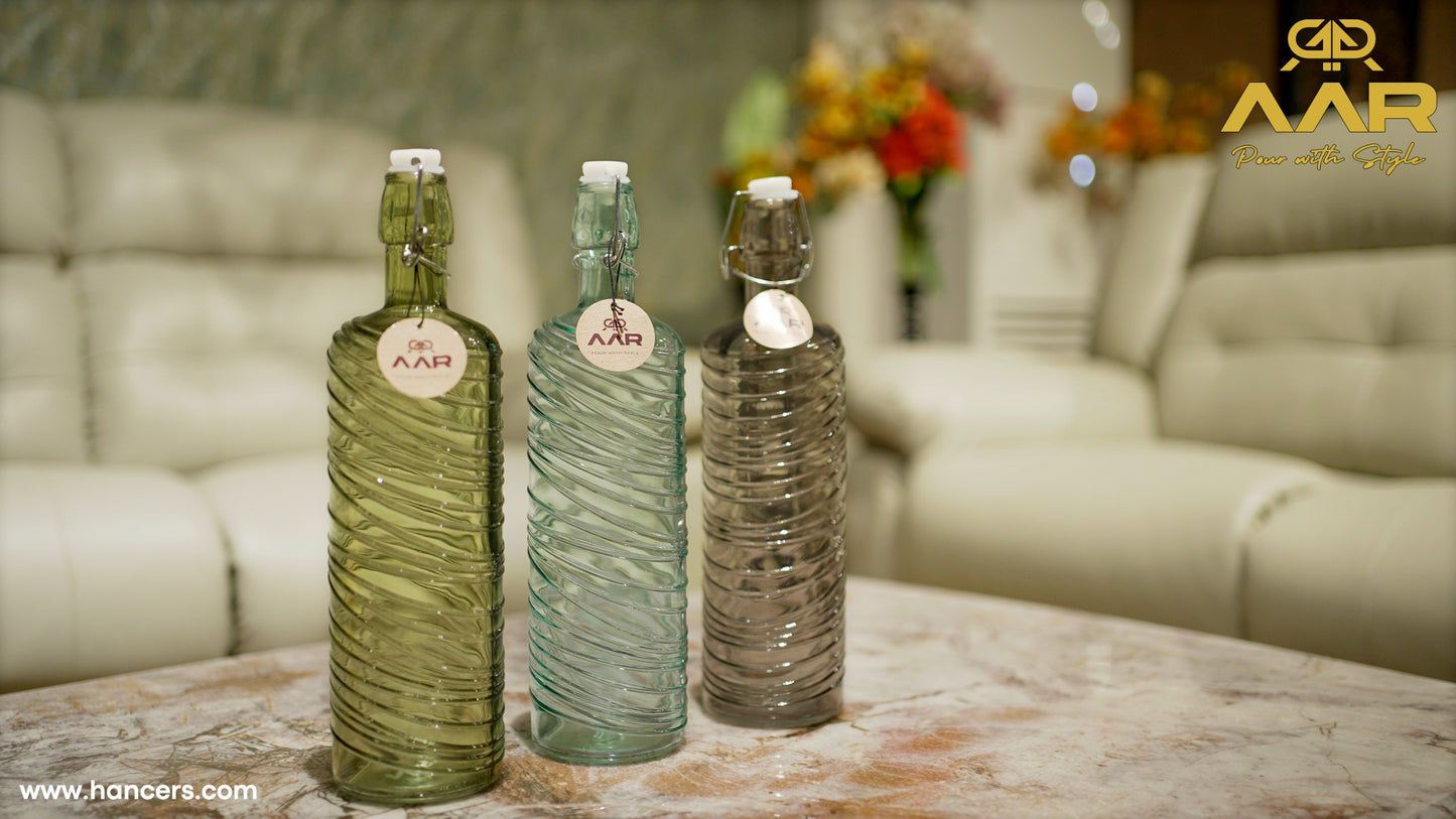 AAR Designer Glass bottle cork for home & office 1000 ml (GREEN)