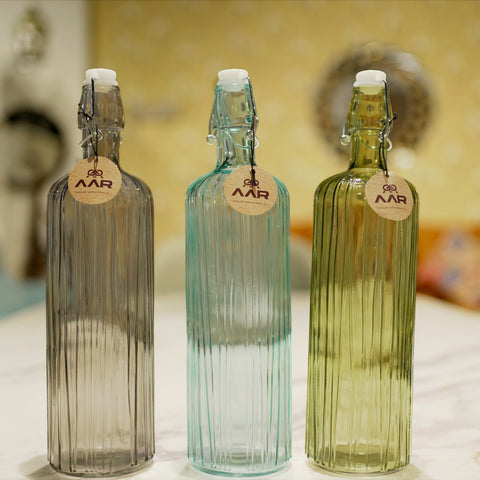 AAR Glass bottle cork for home & office - 1000 ml (BLUE)