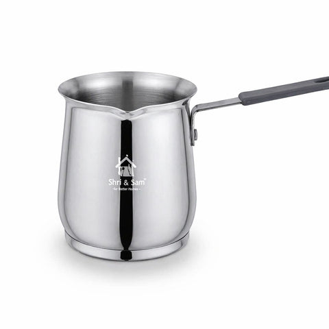 Shri & Sam 900ml Stainless Steel Coffee Warmer with Sandwich Bottom | Heavy Gauge Milk Boiler & Coffee Pot with Heat-Resistant Handle | Durable Kitchen Heating Pan