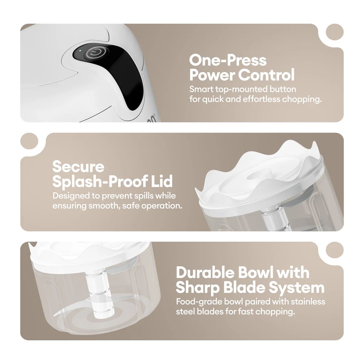 UBON Home Rechargeable Electric Mini Food Chopper | USB Charging | One-Touch Operation | Portable Vegetable, Onion, Garlic & Herb Cutter | Multi-Purpose Kitchen Chopper