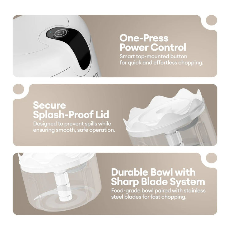 UBON Home Rechargeable Electric Mini Food Chopper | USB Charging | One-Touch Operation | Portable Vegetable, Onion, Garlic & Herb Cutter | Multi-Purpose Kitchen Chopper