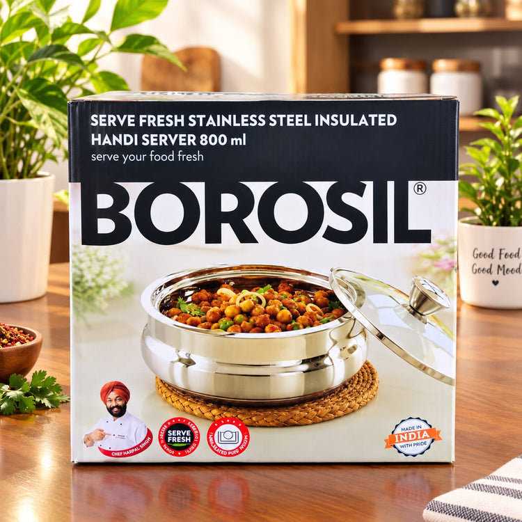 Borosil Serve Fresh Stainless Steel Insulated 800ML Casserole