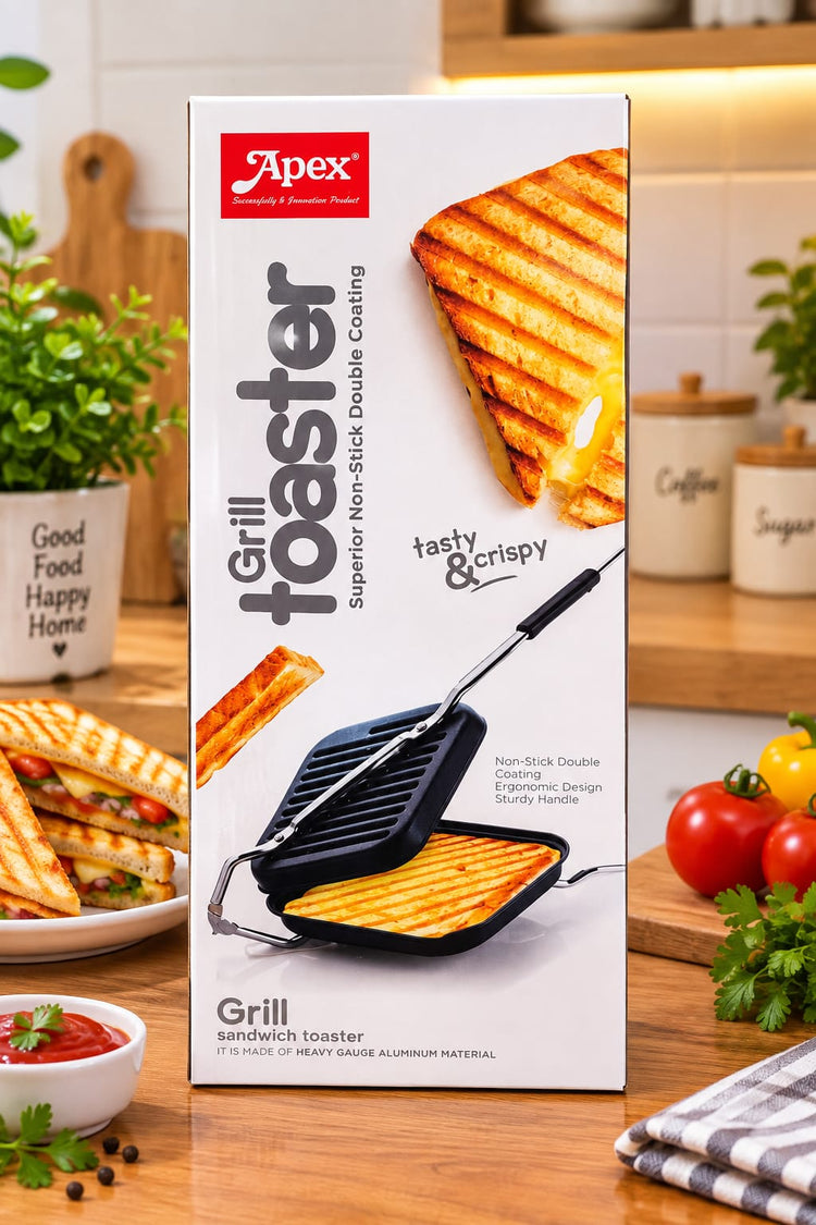 Apex Grill Toast Sandwich Maker | Non-Stick Double Coating Heavy Gauge Aluminium Grill Sandwich Toaster