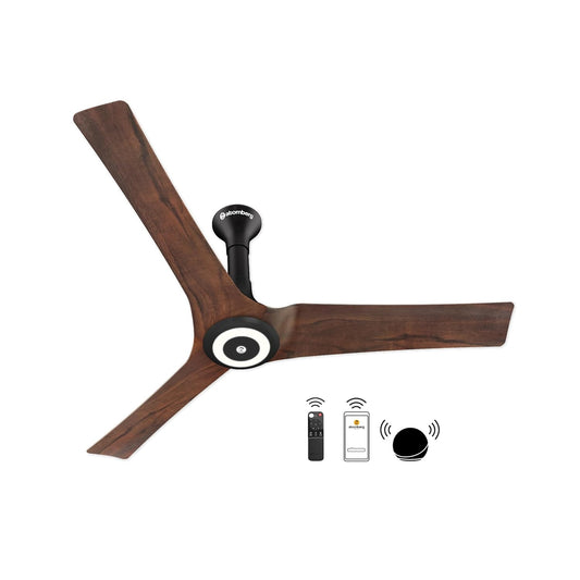 Atomberg Aris Starlight 1200mm BLDC Ceiling Fan with Underlight, IoT & Remote Control | Smart Fan with Noiseless Operation (Dark Teakwood)