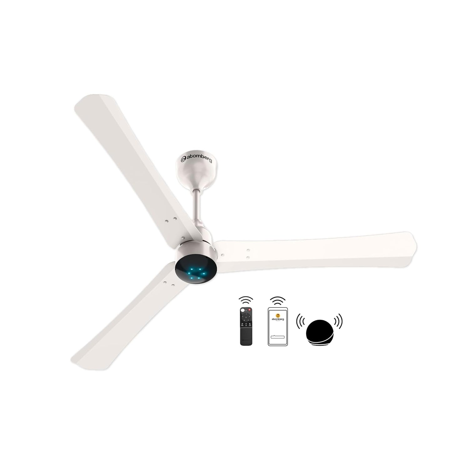 Atomberg Renesa Smart+1200mm BLDC Ceiling Fan with IoT & Remote | Energy Efficient Ceiling Fan | Ceiling fan for Living Room | High Air Delivery with LED Indicators(Pearl White)